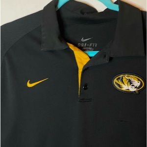 Missouri Tigers Nike Drifit Short Sleeve Polo Shirt LARGE Black Gold EUC 1-14